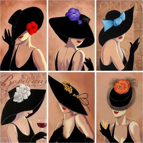 HUACAN 5D DIY Diamond Painting Woman Portrait Full Square Drill Embroidery Picture Home Decoration Handcraft Kit