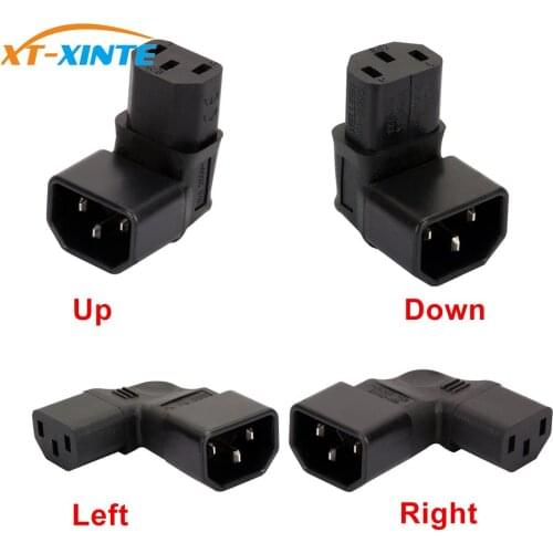 IEC 320 C14 to C13 Left Right Angle AC Adapter IEC 3Pole IEC 320 3pin Male to Female Extend 90 Degree Down Up Angle AC Converter