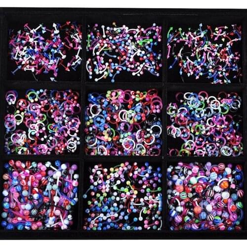 5PCS HOT Fashion Circular Bead Rings Horseshoe Eyebrow Tongue Nose Hoop Piercing Labret Stud Ring Ear Cartilage Tragus Jewelry