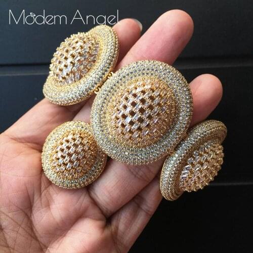 ModemAngel Luxury Brand Ladies Jewelry Gold White Color Cubic Zirconia Ring and Bracelet Sets for Women Wedding Party Jewelry