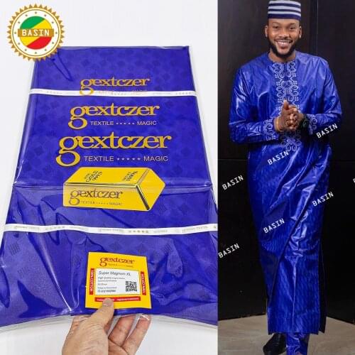 Royal Blue Original Bazin Riche Fabric For Nigeria Men Or Women Sewing Daily Dresses Latest Style Colorful Basin Riche Brocade