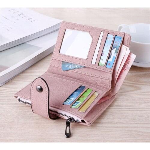 Small Mini Card Holder Short Purse Coin ID Credit Card Handbag New Leather Zip Coin Purse Clutch Handbag Women Wallet