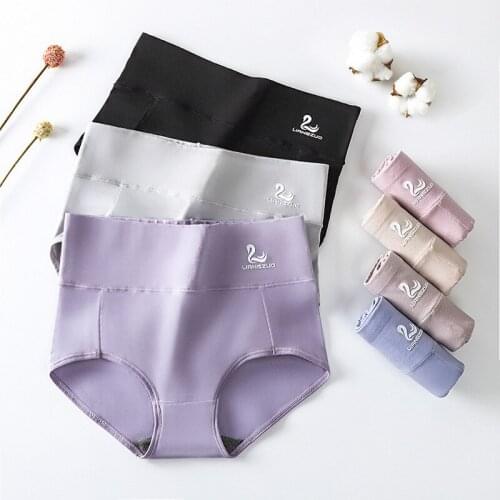 M-2XLPlus Size Briefs For Women Underwear High Waist Panties Abdomen Cotton Underpants Breathable Female Intimates 4pcs