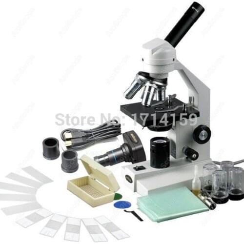 AmScope 40X-2500X Advanced Compound Microscope with USB Digital Camera & 10pc Slide Kit