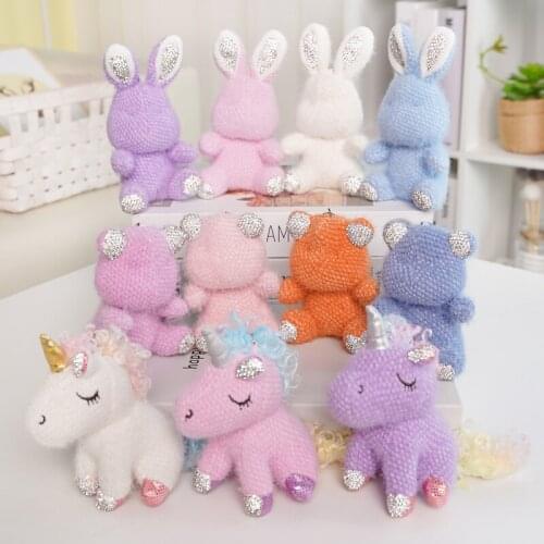 Cute Cartoon Unicorn Doll Keychain Bear Rabbit Plush KeyChain Keyring Women Handbag Car Key Holder Bag Pendant Toys For Kid Gift