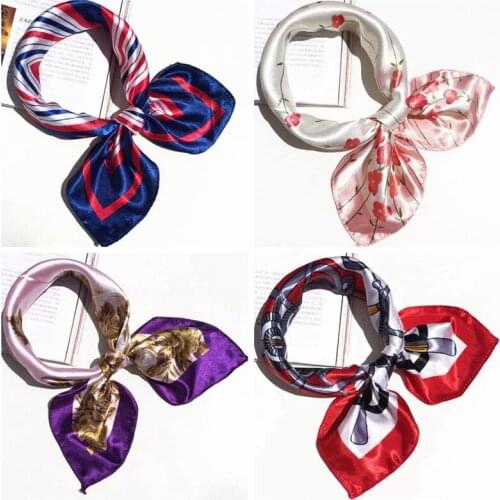 Fashion 4 Styles Women Girl Elegant Square Printing Korean style Hotel Waiter Flight Attendants Business Imitate Silk Scarf Gift