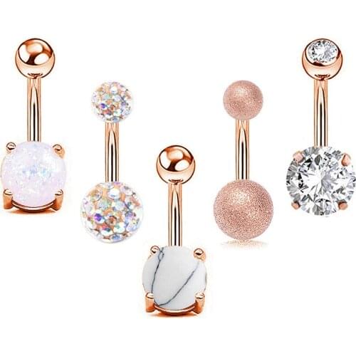 Exquisite Short Opal Turquoise Belly Button Nail Set Combination Zircon Belly Button Ring