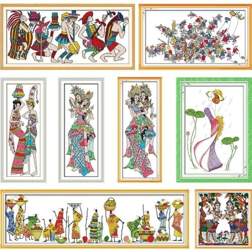 Joy Sunday Cross-Stitch Kits Stamped Thailand Dance Printed 11CT 14CT Painting Counted Patterns Crafts Embroidery Needlework Set