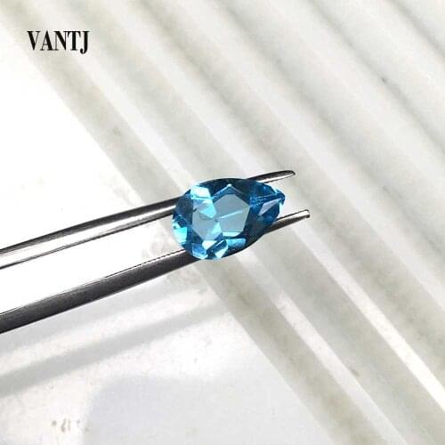 VANTJ Natural Blue Topaz Loose Gemstone Brilliant Pear Cut 6*8mm for Silver Gold Ring Mounting Fine Jewelry Women Party Gift