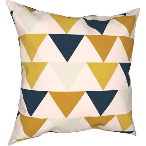 Arrow Pattern In Mustard Yellow Navy Blue Geometric Pillow Cover Decoration Cushions Throw Pillow for Sofa Double-sided Printing