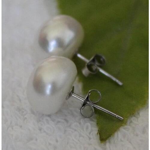New Arrival Favorite Pearl Jewelry Girl Cute Geuine AA 9-10MM White Pink Black Freshwater Pearls S925 Silver Stud Earrings