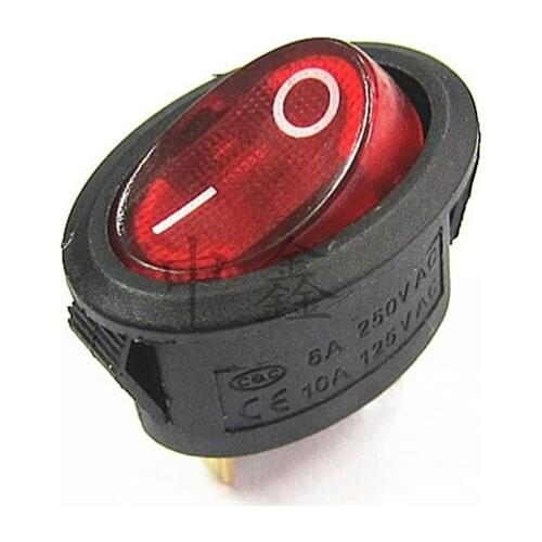 Oval Switch 5 Pc On / Off red Rocker Switch 3 Plugs Switch 6A 250V 10A 125V AC Electrical Accessories