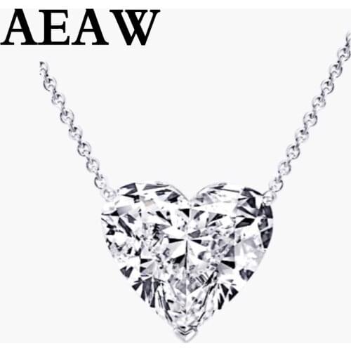 Moissanite Heart Necklace Shape 1 Carat, DF Color, VVS, 18K WG, Attach A 3cm Adjuster To A Chain Of 38cm,With Certificate