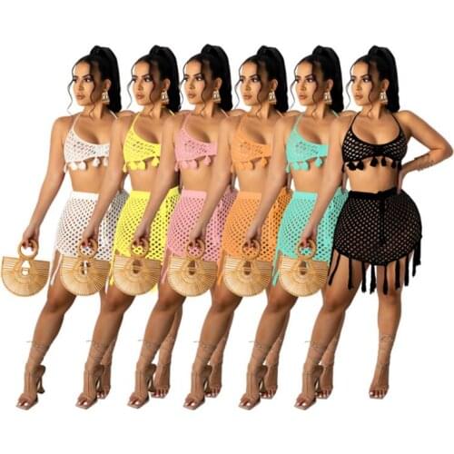 Drop Shipping Tassel Sexy Beachwear Ladies Clothing New Arrivals 2021 Swimwear Sexy Bikini Women Two Piece Swimsuit