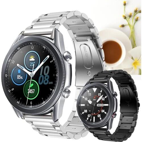 For Samsung galaxy watch 3 45mm 41mm Band Stainless Steel Strap Metal Bracelet Watchband galaxy watch 46mm Active 2 Wrist Strap