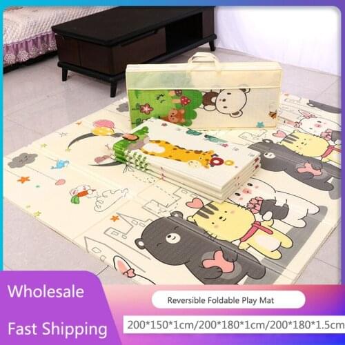 Foldable Cartoon Kids Play Mat Puzzle Infant Carpet Rug Waterproof Early Education Gym Baby XPE Crawling Pad Developing Mat Toys