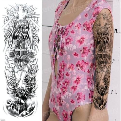 New 2019 Angel war killing demon Tattoo Waterproof temporary tattoo Sticker Tatoo Body Art tattoo fake tattoo Large Arm sleeve