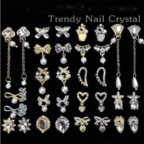 Swarovsky 20Pieces 3D Metal Zircon Nail Art Jewelry Japanese Decorations Top Quality Crystal Manicure Diamond Charms