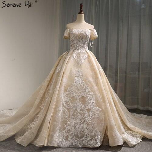 High-end Off Shoulder Short Sleeve Wedding Dresses 2020 Diamond Beading Luxury Sexy Lace Up Bride Gowns Real Photo