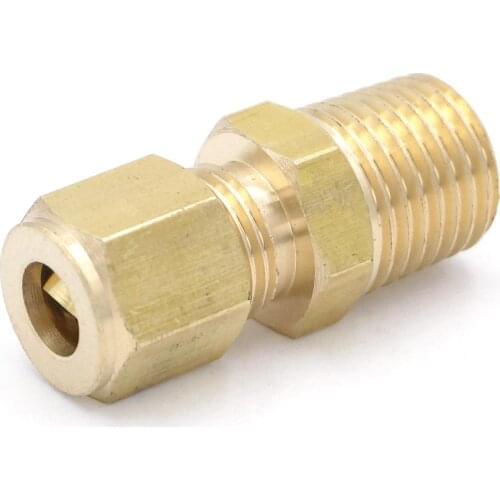 1/4" NPT Male x Fit 1/4" Tube OD Compression Union Brass Pipe Fitting Connector