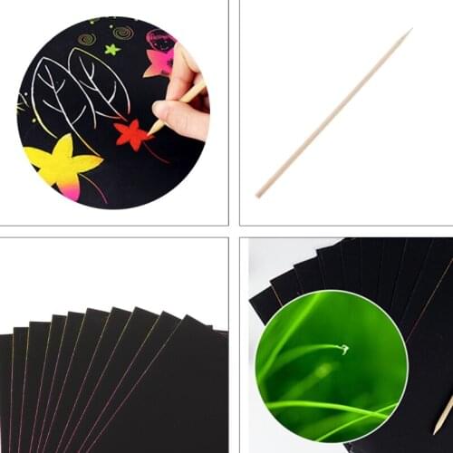 10 Sheets A4 Magic Scratch Art Painting Paper With Drawing Stick Kids Toy Gift 57BF