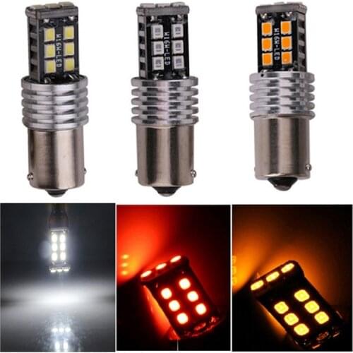 10PCS BA15S 1156 1157 BAY15D canbus no error S25 2835 15SMD 15 LED P21W White Amber Red 12V 24V DC Turn Signal Bulb White Red