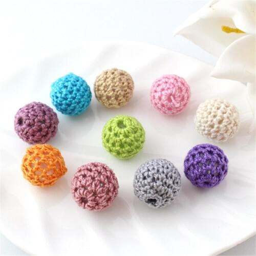 10Pcs Natural Wooden Crochet Beads Chewable Tooth Nursing Necklace Teething Beads Baby Teether Toys Baby Shower Gifts