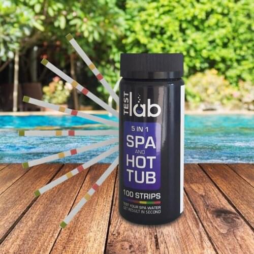 100Pcs Water Quality Test Strips 5-In-1 Pool Spa Testing Test Paper Total Chlorine Free Chlorine PH Cyanic Acid Total Alkalinity