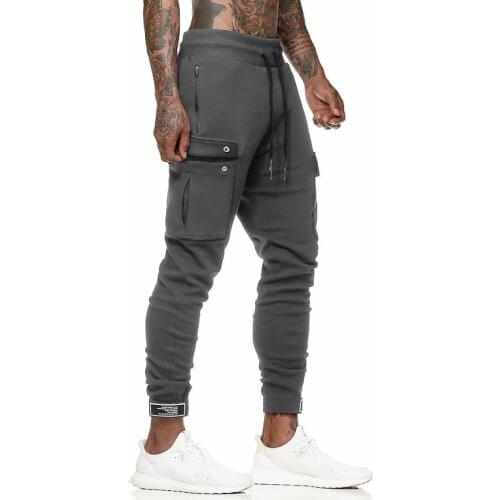2021 European and American muscle fitness brothers cotton sports trousers mens slim fitness trousers running training pants