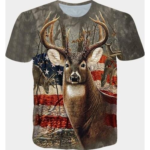 2021 Fawn European and American style 3D digital printing trend casual short-sleeved T-shirt factory direct sales explosion