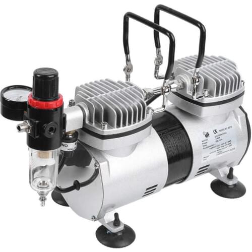 1/4HP Airbrush Compressor Double Cylinder Art Model Leather Care Cake Color Makeup Tattoo Inkjet Pump
