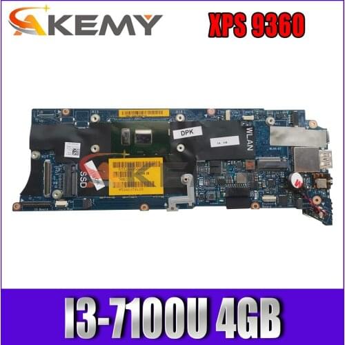 Akemy Brand NEW I3-7100U 4GB FOR DELL XPS 9360 Laptop Motherboard LA-D841P CN-0K3VT3 K3VT3 Mainboard 100% tested
