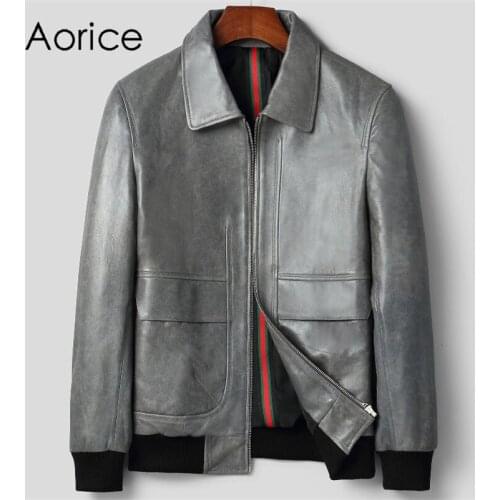 Aorice Men Genuine Sheep Skin Leather Jacket Coat Male Brand New Real Casual Leather & Suede Suit Jackets Coats MT158