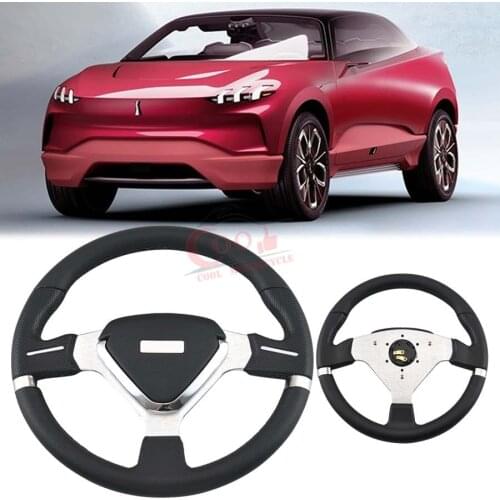 14" Car PU Leather Steering Wheel Universal Car Hand-Stitched High-end Embodiment Steering Wheel For Peugeot
