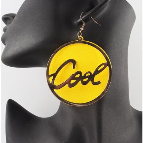 Free shipping!2022 Round Cool Wooden Earrings can mixed colors