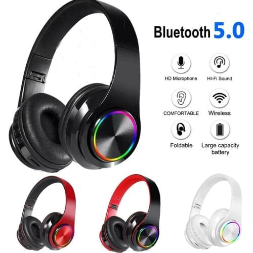 B39 bluetooth V5.0 headphones wireless Portable Folding Support TF Card Built-in FM mp3 player With LED Colorful Lights