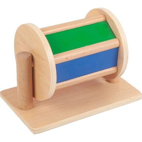 Wooden Textile Drum Montessori Mirros Spinning Drum - Wooden Baby Toy- Baby Developmental Toodler