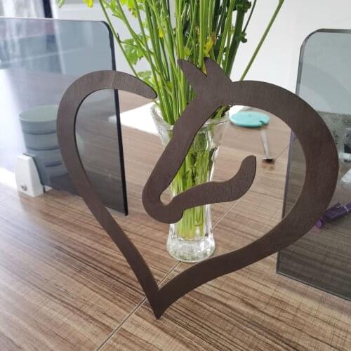 Heart Horse Decoration Wooden Sign Vintage Style Creative Desktop Ornament Black