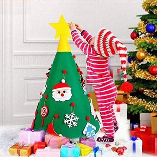 DIY Puzzle Toys For Children Cute Felt Christmas Tree 3D Puzzle Educational Toy Artificial Tree Wall Hanging Ornaments Kids Toys