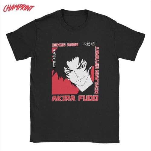 Devilman Crybaby Akira Fudo T Shirts Mens Cotton Vintage T-Shirts O Neck Anime Manga Tees Short Sleeve Tops Gift Idea