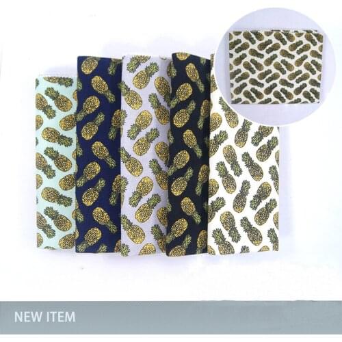 Cotton printed canvas cartoon pineapple 12 OZ double warp and weft printing canvas