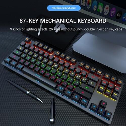 K550 Wired Keyboard 87 Keys USB Mechanical Keyboard Quick Response Ergonomic Gaming Keyboard for Computer Wired Gamer Keyboard