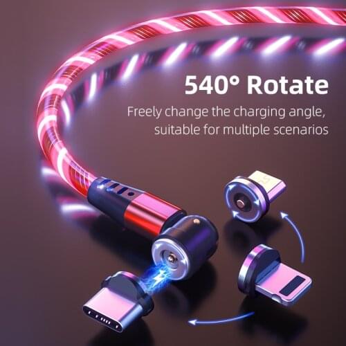 540° Magnetic Cable Micro USB Type C Cable 3A Fast Charging Phone Magnet Charger Cord For iPhone 12 Pro Max Mini Samsung Xiaomi