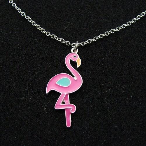 Fashion jewelry anime metal enamel bird flamingo crane necklace