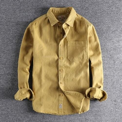 2021 new arrival Autumn twill cotton mens long sleeve shirt thick and versatile solid casual top clothes 273