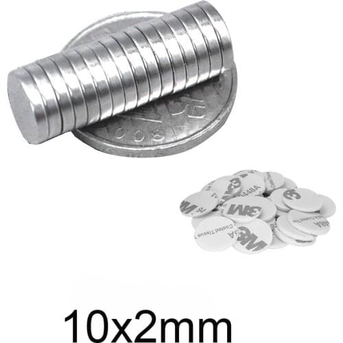10~200PCS 10x2mm Small Round Strong Powerful Magnets With 3M Double Glue Tape 10*2 Disc Neodymium Magnet 10x2