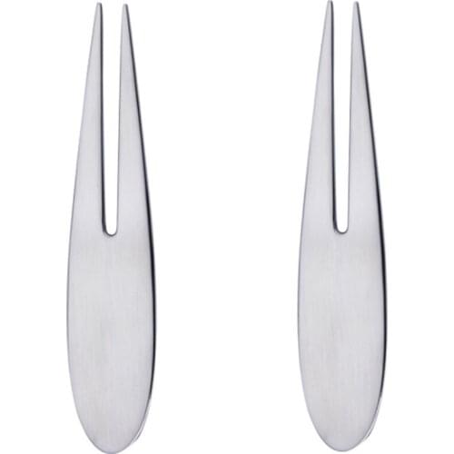 New Fruit Fork Stainless Steel Tasting Appetizer Fork for Cake Dessert Salad Mooncake, Stainless Steel Silver