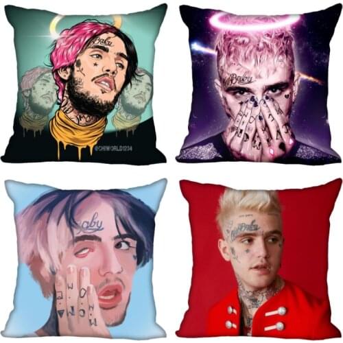New Arrival Lil Peep Pillowcase Bedroom Home Decorative Gift Pillow Cover Square Zipper Pillow Cases Satin Fabric Soft