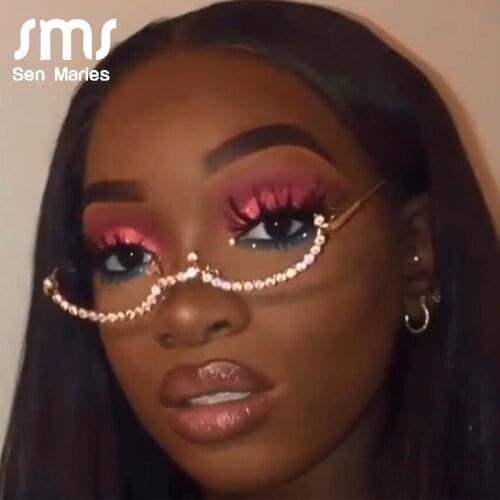 New Rhinestone Chain Eyeglass Frames Women Diamond Sunglasses Frames For Female Men Colorful Glasses Frames Eyewear Sunglasses