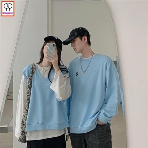 Matching Couple Clothes Outfits Male Female Lovers Holiday Valentines Girls Blue Pullovers 2021 Autumn Winter Hoodies Sweaters